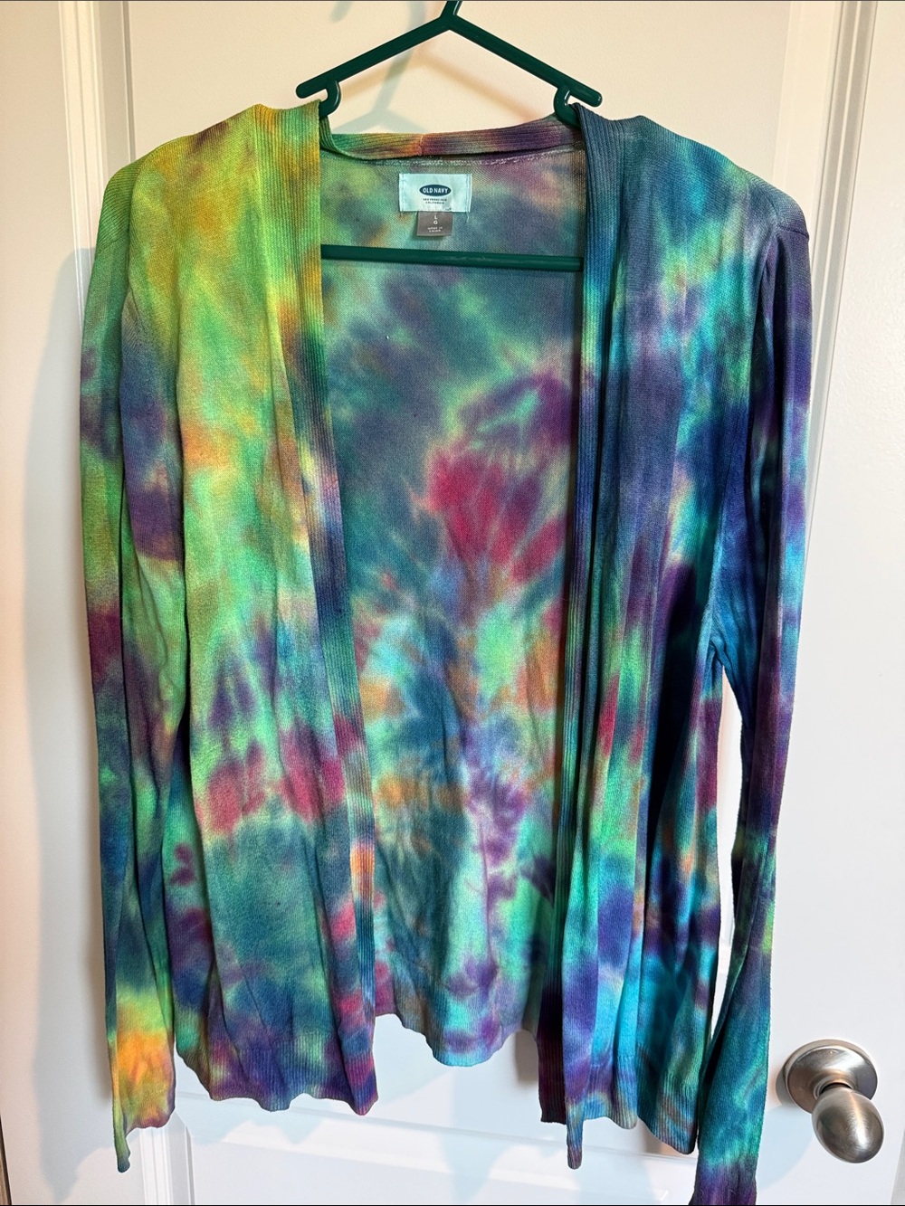 Colorful Tie-Dye Open Cardigan Sweater - Multicolor